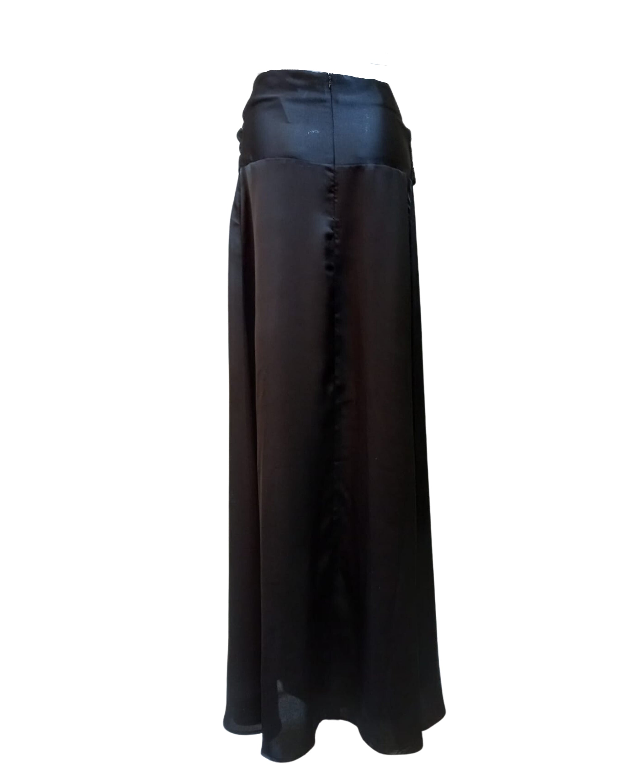 Falda larga mujer falda maxi cintura alta falda semitransparente negra lazo satinado estilo elegante textura ligera evento fiesta urbana talla 36 cómoda versátil sofisticada ✅Entrega 24/48h