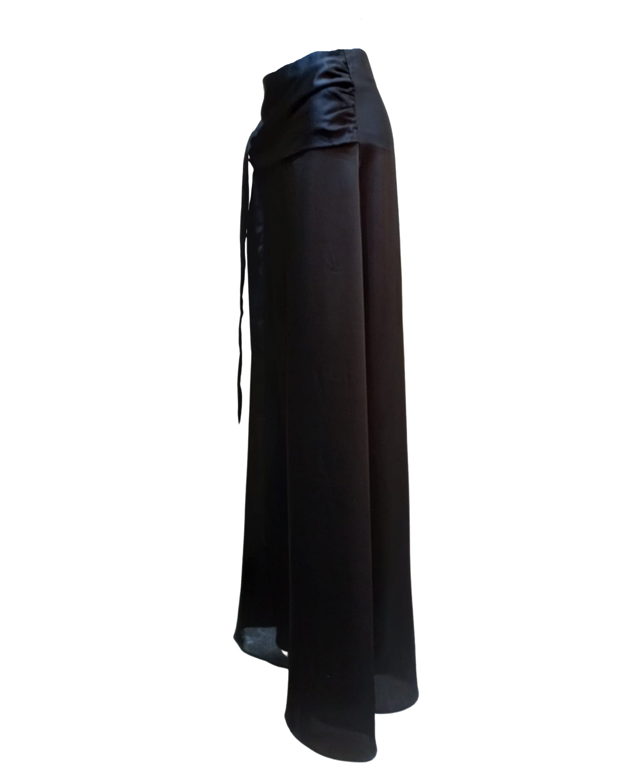 Falda larga mujer falda maxi cintura alta falda semitransparente negra lazo satinado estilo elegante textura ligera evento fiesta urbana talla 36 cómoda versátil sofisticada ✅Entrega 24/48h