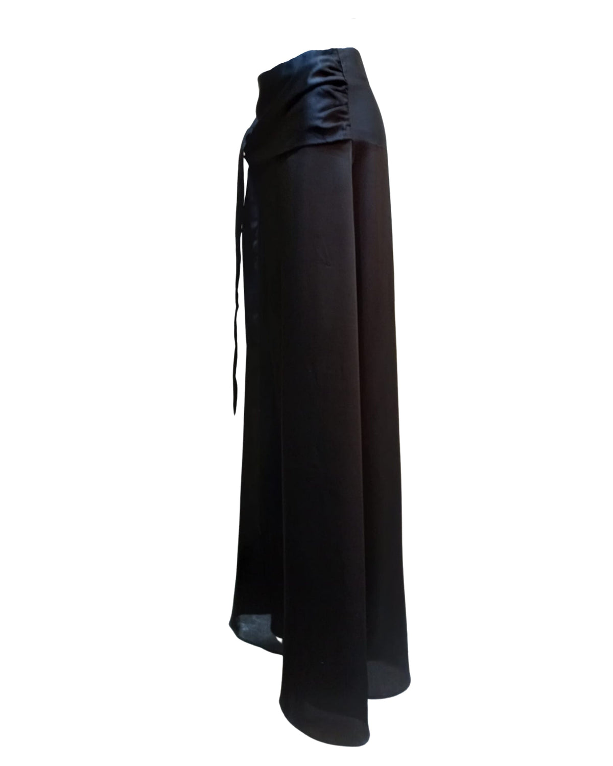 Falda larga mujer falda maxi cintura alta falda semitransparente negra lazo satinado estilo elegante textura ligera evento fiesta urbana talla 36 cómoda versátil sofisticada ✅Entrega 24/48h
