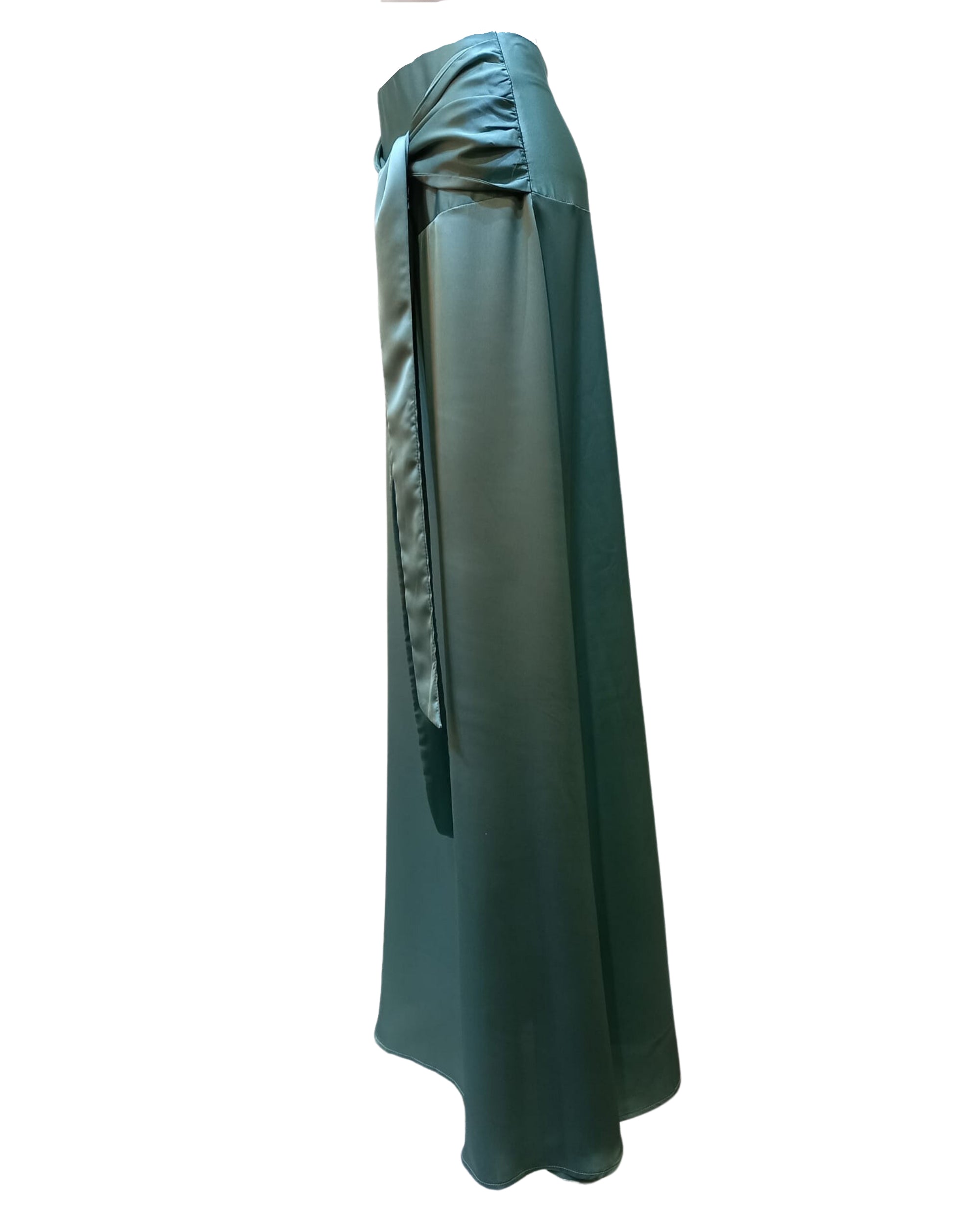 Falda larga mujer satinada elegante, falda fiesta brillo, falda maxi lazo cintura cruzada, estilo sofisticado, color verde agua, talla 36, cómoda y versátil ideal eventos cena noche urbana ✅Entrega 24/48h