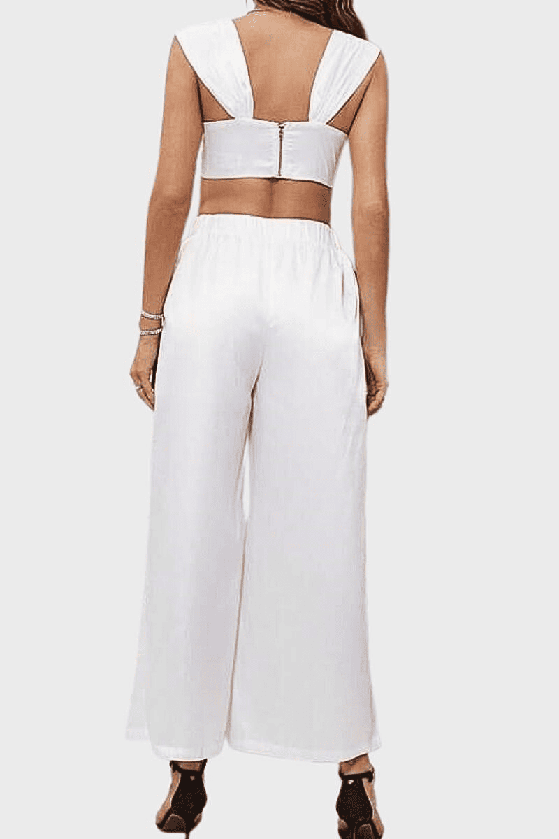 Pantalón fluido mujer, pantalón palazzo, prenda amplia satinada, cintura elástica, corte relajado, estilo elegante, color blanco, talla 38, look cómodo y fresco, ideal verano, fácil de combinar, ✅Entrega 24/48h