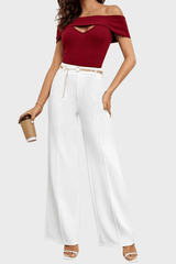 Blusa elegante mujer escote corazón hombros caídos top manga corta burdeos estilo fiesta tendencia tejido suave cómoda talla 36 ideal eventos noche juvenil chic ✅Entrega 24/48h