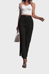 Pantalón recto mujer, tiro alto elegante, pinzas, pierna ancha, oficina, formal, eventos, suave, fresco, negro, talla 36, combina blusas, sandalias, 36 colores ✅Entrega 24/48h