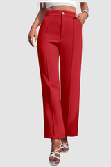 Pantalón sastre mujer, dress pants, cintura alta, pierna recta, corte elegante, tejido ligero suave, cómodo formal oficina eventos, color rojo, talla 36, estilo sofisticado versátil ✅Entrega 24/48h