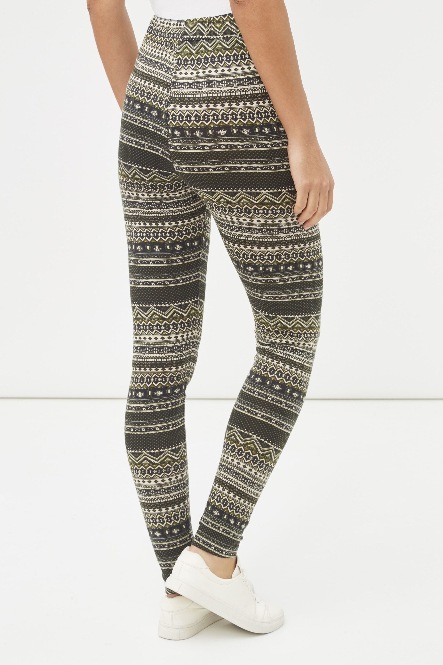 Legging mujer, leggin, pants, estampado étnico, cintura elástica alta, ajuste cómodo, poliéster suave, estilo casual, ideal día a día, color negro beige, talla 38 ✅Entrega 24/48h