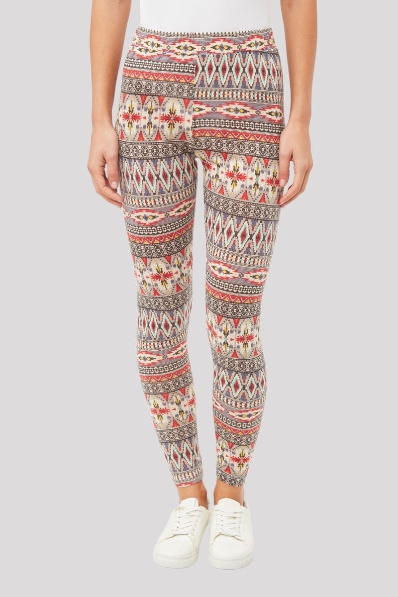 Legging mujer cómodo estampado tribal cintura alta, leggings étnicos, multicolor, tejido suave transpirable, versátil, urbano, disponible en talla 38, confort todo el día, máxima elasticidad ✅Entrega 24/48h
