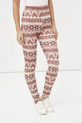 Leggings mujer, pantalón ajustado, estampado étnico geométrico, tejido suave y elástico, talle alto, moda urbana casual, cómodo y versátil, color marrón, talla 38, ideal para looks modernos ✅Entrega 24/48h