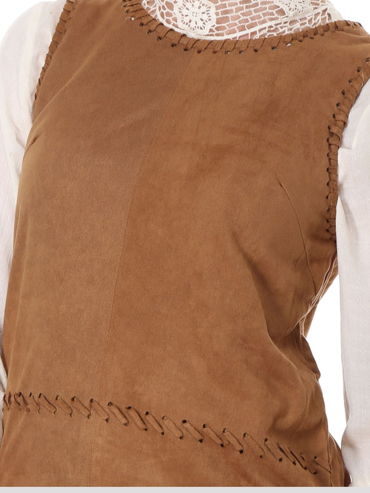 Vestido mujer boho ante, dress sin mangas, flecos, corte recto, cuello redondo, marrón camel, suave, cómodo, versátil, talla 38, ideal urbano, estilo bohemio, ✅Entrega 24/48h