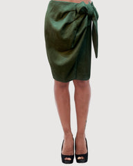 Falda corta pareo mujer, minifalda elegante, lazo lateral, efecto ante, acabado suave, silueta estilizada, estilo sofisticado, color verde, talla 36, moderna y versátil ✅Entrega 24/48h