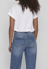 Camiseta mujer, t-shirt, top algodón diseño estampado Londres, manga corta, cuello redondo, modelo LA-260036, corte clásico, color blanco, talla 38, look casual, cómoda, versátil, transpirable ✅Entrega 24/48h