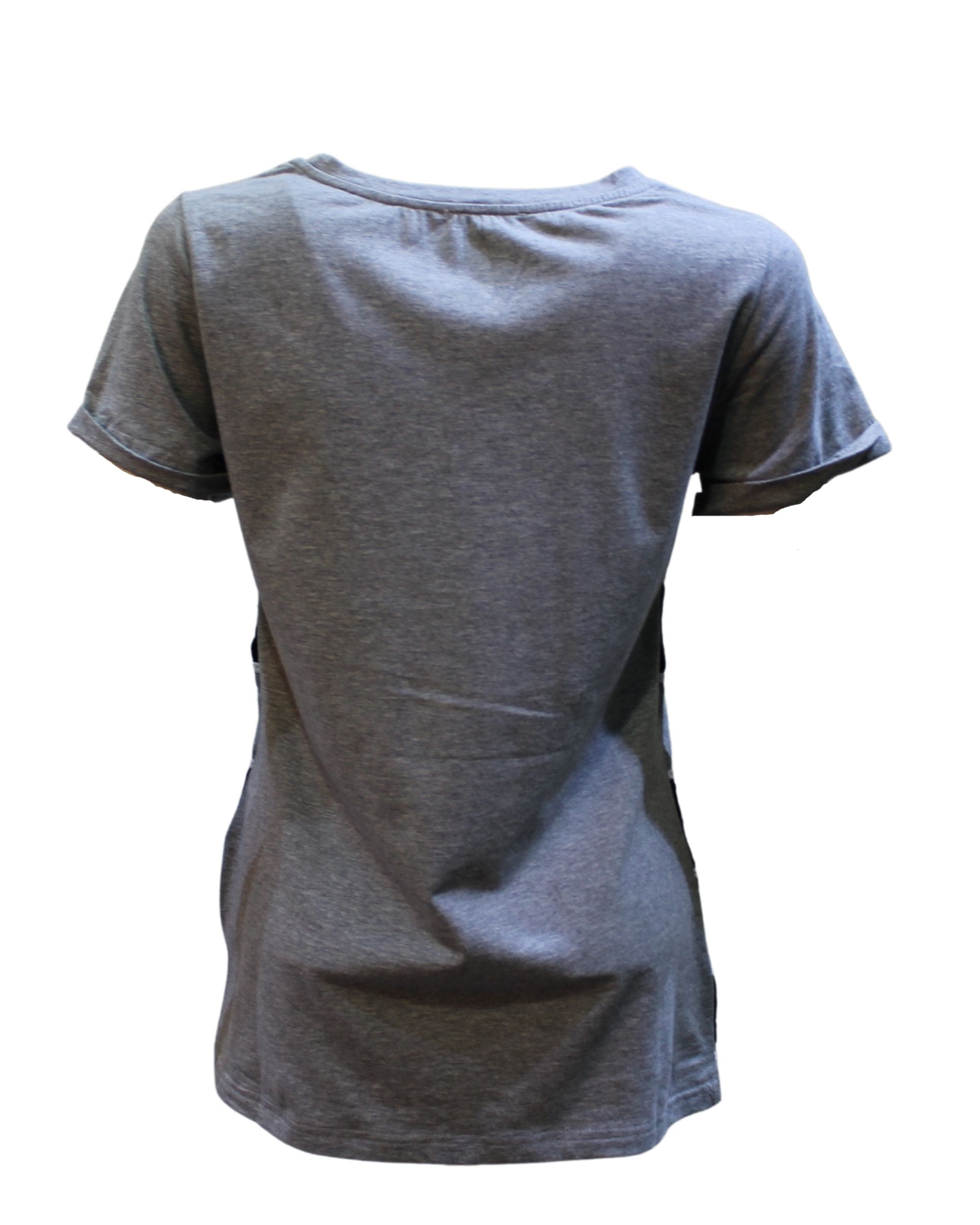 Camiseta Mujer Algodón Rayas, Blusa Casual Cuello Redondo, Manga Corta, Modelo La Morena LA-260040, Estilo Versátil, Cómoda, Talla 38, Color Gris/Negro ✅Entrega 24/48h
