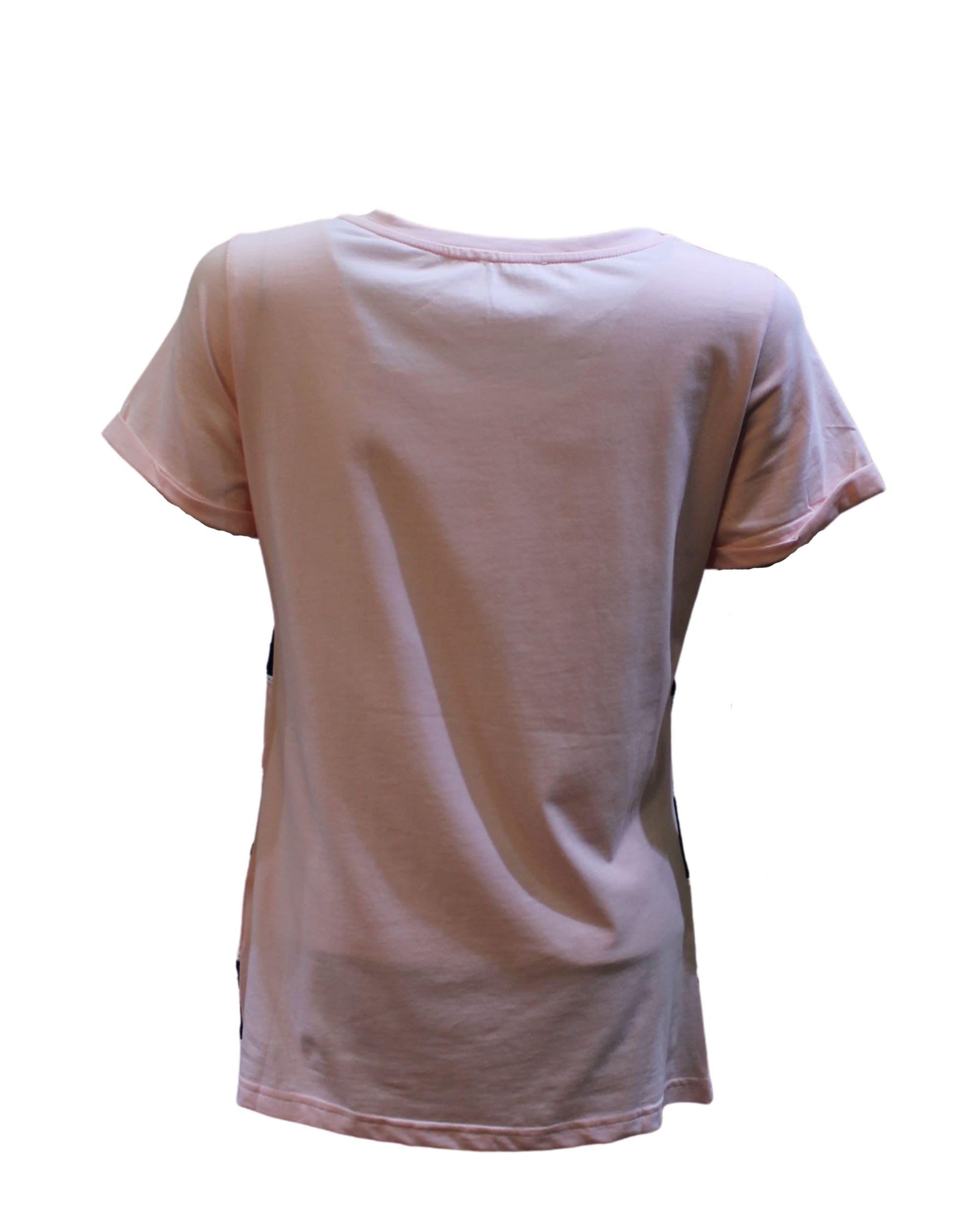 Playera mujer camiseta casual rayas horizontales textura suave algodón manga corta cuello redondo rosa claro talla 38 fresca versátil combina jeans moda urbana outfit diario ✅Entrega 24/48h