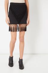 Falda mini mujer, skirt, outfit fiesta, flecos calados, diseño bohemio chic, elegante, color negro, talla 36, versátil, ideal noche o eventos especiales, exclusivo acabado detalle, sofisticada, ✅Entrega 24/48h