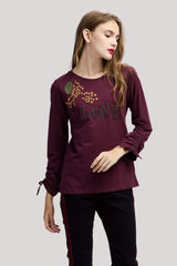 Blusa mujer, camisa juvenil algodón burdeos, bordado LOVE, manga larga ajustable, diseño moderno casual, ideal outfit urbano, disponible talla 38, cómoda y versátil, otros colores vibrantes ✅Entrega 24/48h