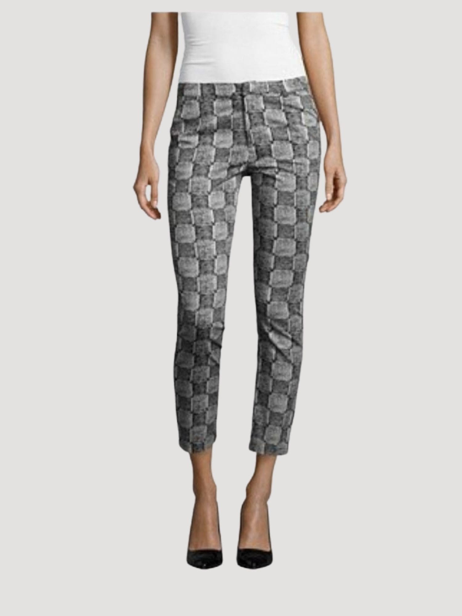 Pantalón slim mujer, pantalones ajustados, diseño cuadros, bolsillos delanteros y traseros, cierre cremallera broche, tejido plano, estilo moderno, color gris, talla 38, cómodo versátil elegante ✅Entrega 24/48h