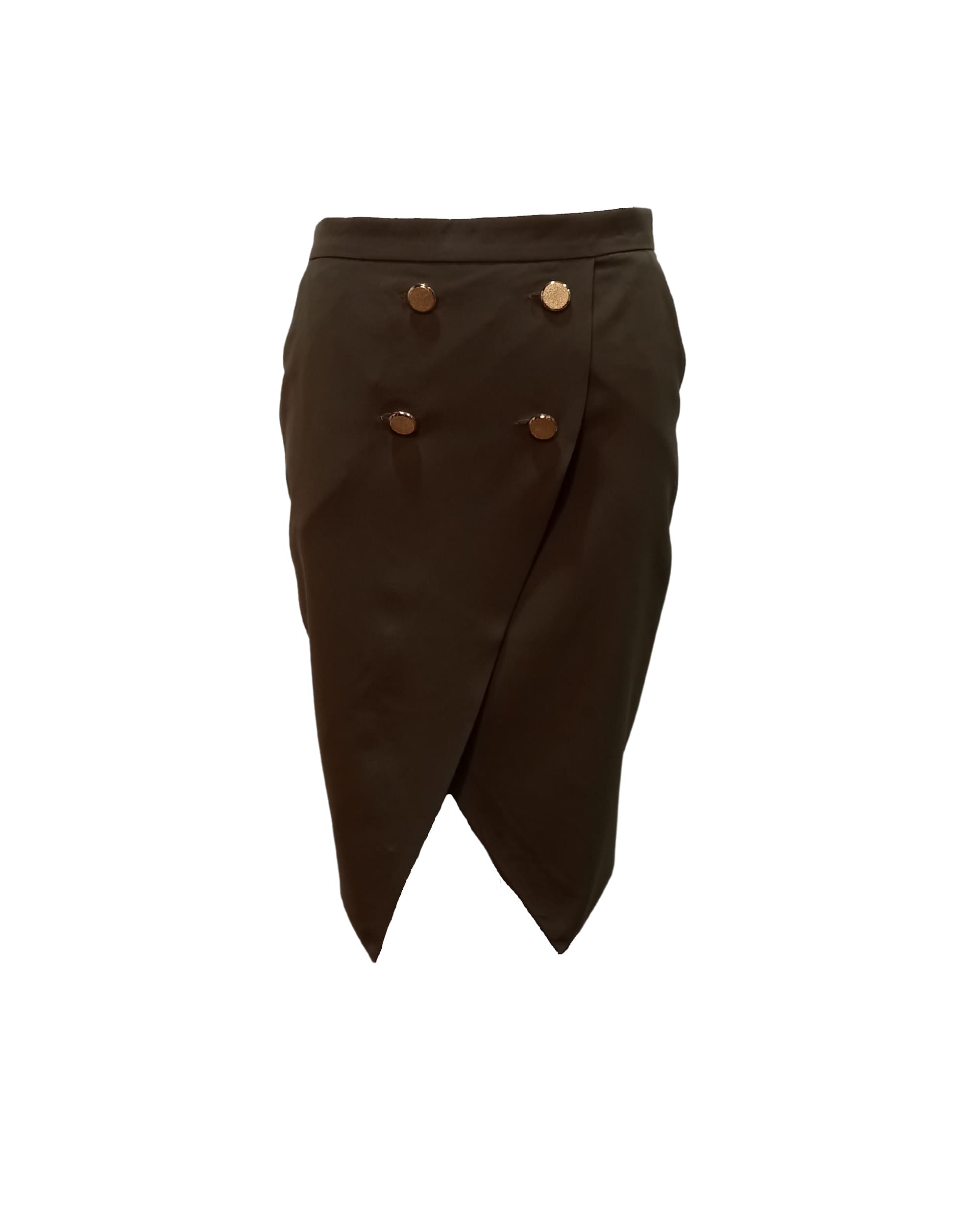 Falda lápiz, skirt, falda sastre corte envolvente, cruzada botones dorados, diseño elegante formal, color negro talla 38, sofisticada y versátil, look oficina fiesta evento formal, cómoda, moda mujer ✅Entrega 24/48h