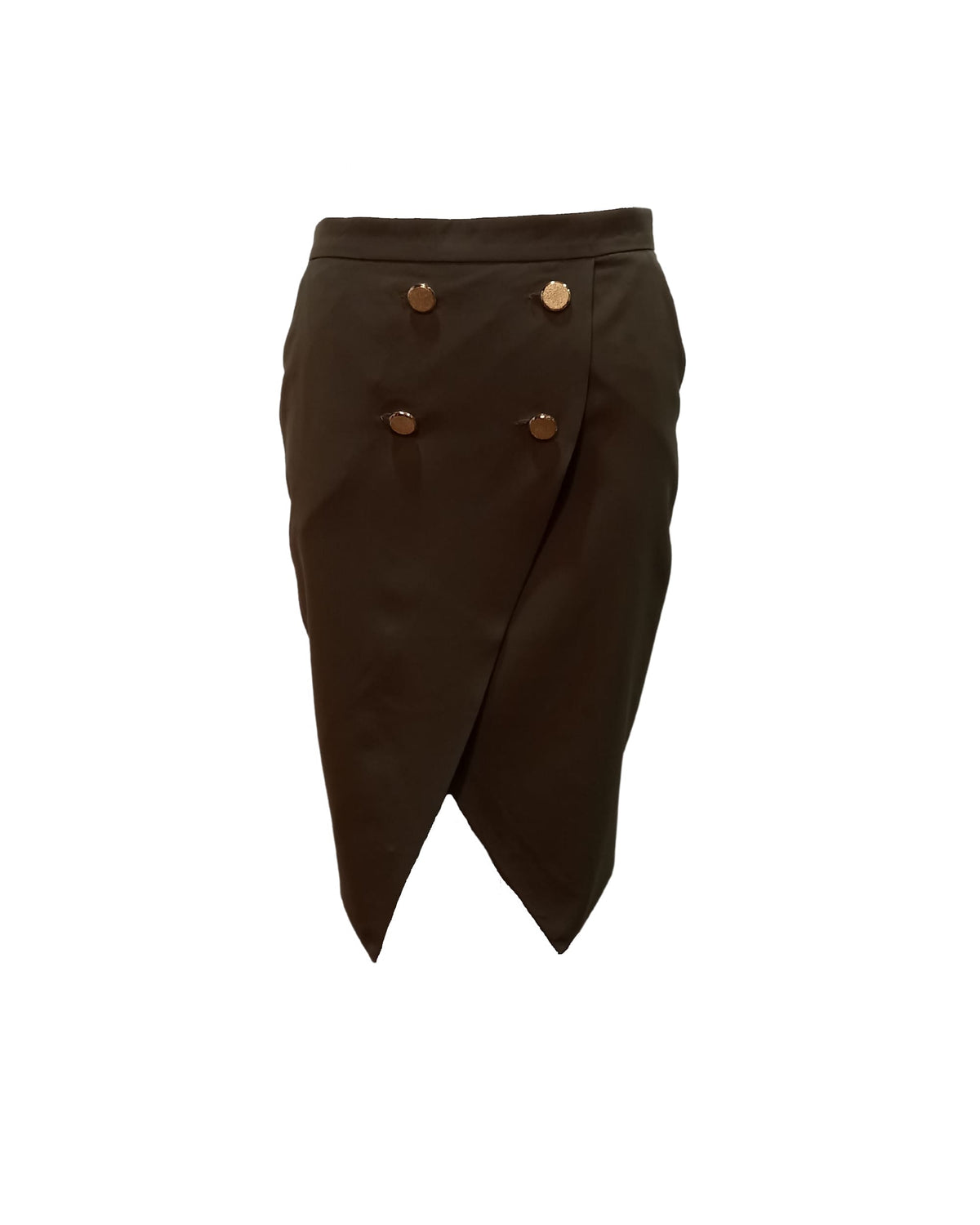 Falda lápiz, skirt, falda sastre corte envolvente, cruzada botones dorados, diseño elegante formal, color negro talla 38, sofisticada y versátil, look oficina fiesta evento formal, cómoda, moda mujer ✅Entrega 24/48h