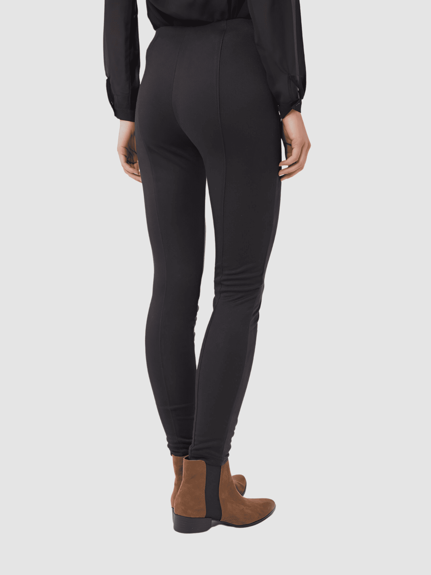 Leggings mujer efecto cuero pantalón slim fit elegante sofisticado tiro alto modelo versátil look urbano noche acabado sedoso color negro talla 38 cómodo favorecedor ✅Entrega 24/48h