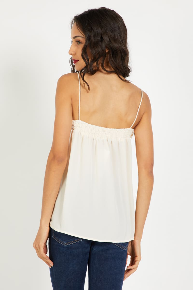 Top Tirantes Mujer, Blusa Estilo Boho Chic, Bordado Floral, Tejido Ligero, Corte Suelto, Cordón Decorativo, Color Marfil, Talla 38, Fresco, Sofisticado, Combina Jeans O Faldas, ✅Entrega 24/48h