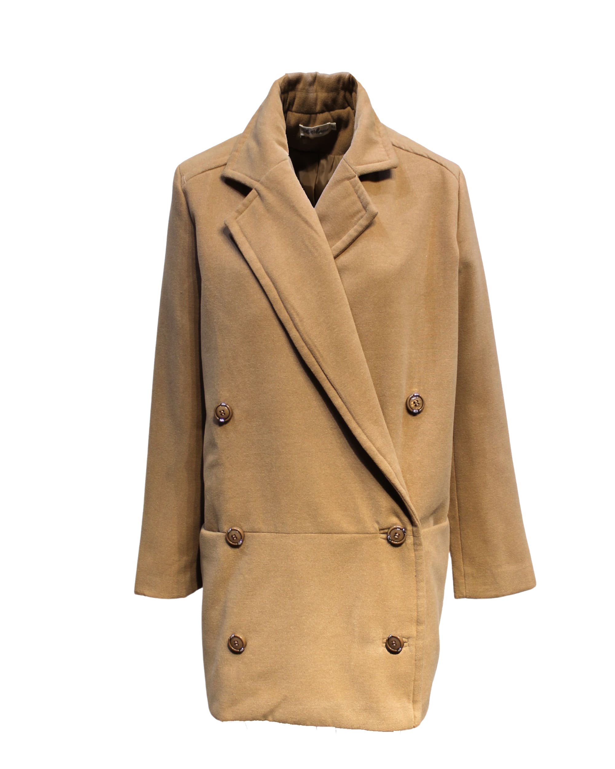 Abrigo mujer, blazer cruzado, doble botonadura, solapa ancha, bolsillos grandes, corte clásico, textura suave, estilo elegante, color camel, talla 42, sofisticado, versátil, ideal oficina y eventos ✅Entrega 24/48h