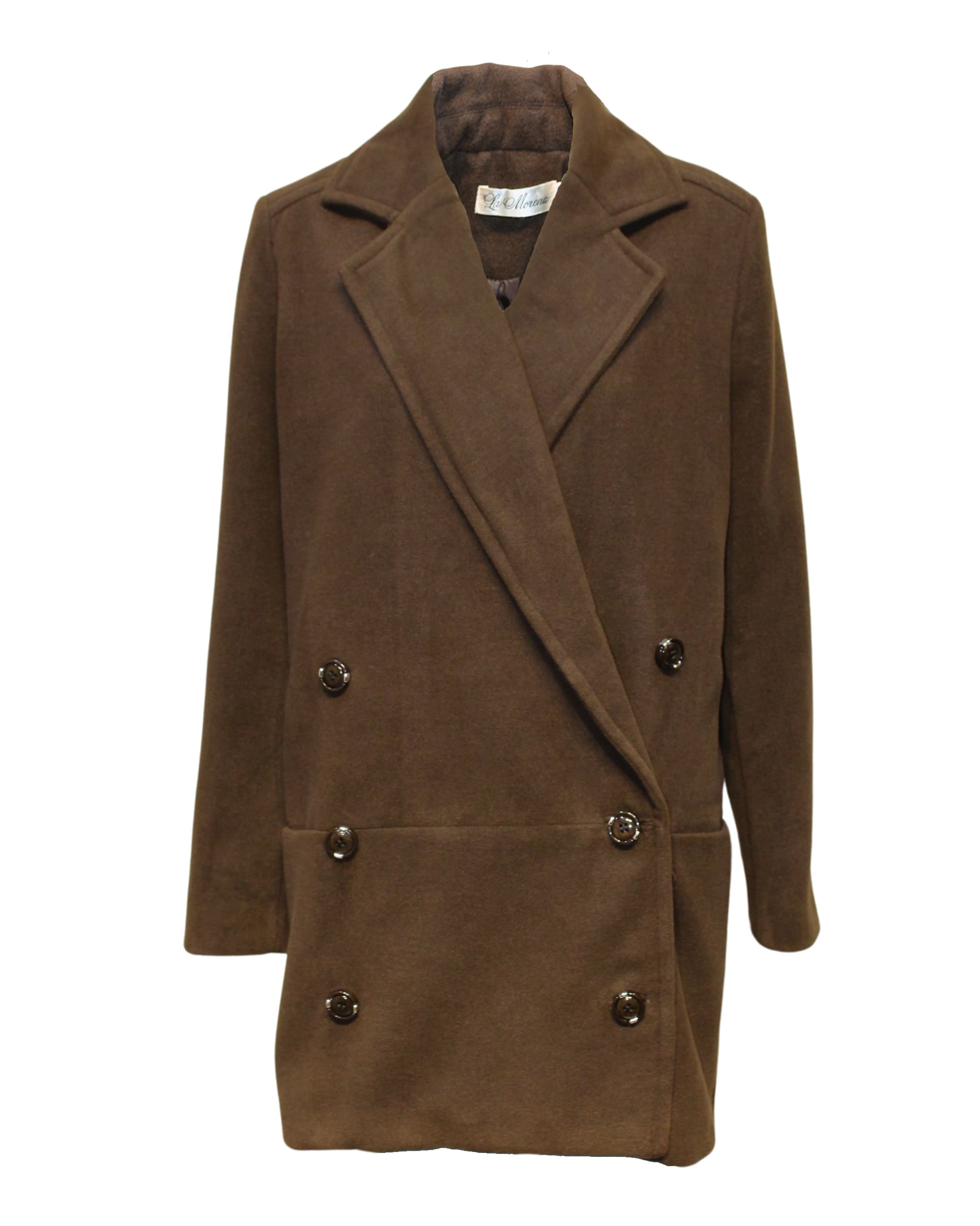 Abrigo mujer, coat, outerwear, doble botonadura cruzada, solapa clásica, lana suave, corte recto, estilo sofisticado, color marrón, talla 38, look elegante y cálido, versátil oficina y urbano, ✅Entrega 24/48h
