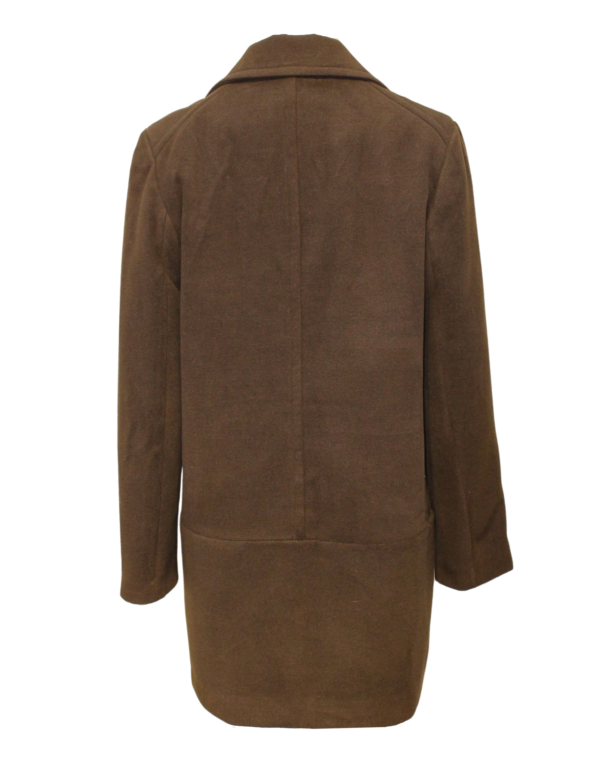 Abrigo mujer, coat, outerwear, doble botonadura cruzada, solapa clásica, lana suave, corte recto, estilo sofisticado, color marrón, talla 38, look elegante y cálido, versátil oficina y urbano, ✅Entrega 24/48h