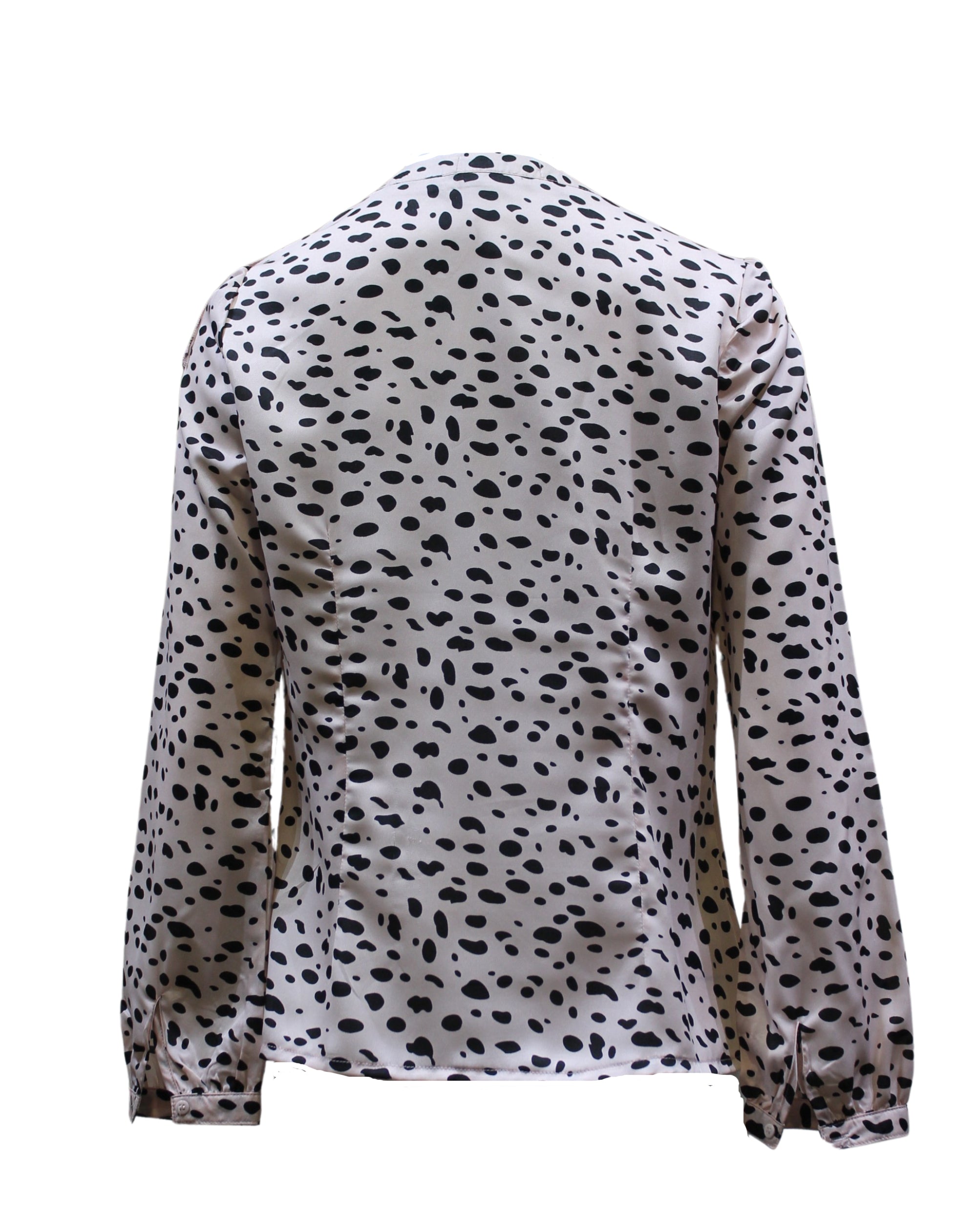 Blusa mujer elegante volantes textura sedosa manga larga estampado lunar blanco S office top comfy formal casual fashion fácil combinar look chic ✅Entrega 24/48h