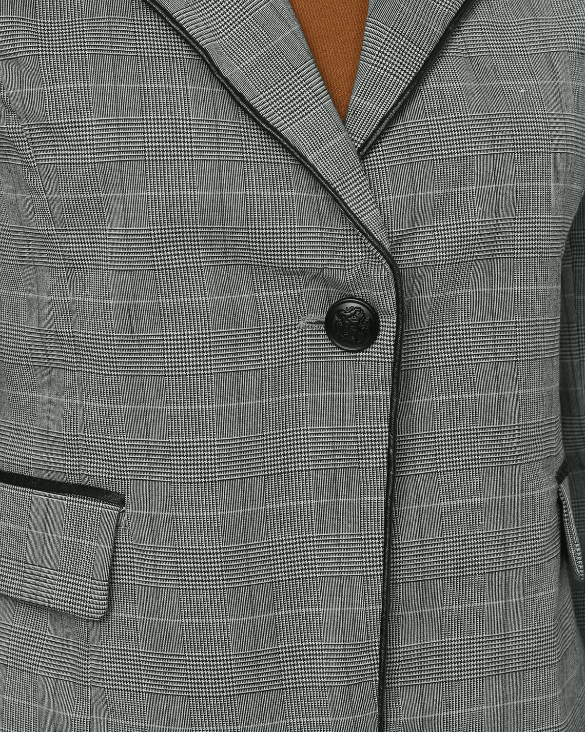 Blazer mujer entallado cuadros americanos saco chaqueta elegante, corte clásico, solapa formal, tejido ligero y suave, manga larga, bolsillo falso, gris, talla L, look oficina evento formal femenino ✅Entrega 24/48h