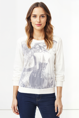 Sudadera con Estampado Tornasolado, Cuello Redondo y Manga Larga - SI-150018