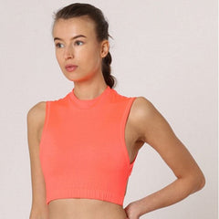 Top deportivo mujer crop sin mangas, sport bra, cuello redondo, cremallera trasera, malla transpirable, abertura espalda, rosa, ideal gym fitness yoga, talla L, cómodo versátil transpirable ✅Entrega 24/48h