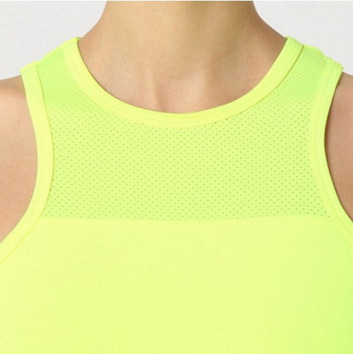 Top deportivo mujer crop, sujetador sin mangas, espalda nadador, mesh transpirable, cierre elástico, gym fitness yoga workout, cómodo versátil, color amarillo, talla L, ideal entrenamientos, ✅Entrega 24/48h