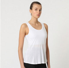 Camiseta deportiva tirantes mujer, top fitness gym, modelo Gym&Soul P40092, espalda nadador, corte ancho, cuello redondo, tejido transpirable, cómoda, color blanco, talla L, ideal entrenar o vestir casual ✅Entrega 24/48h