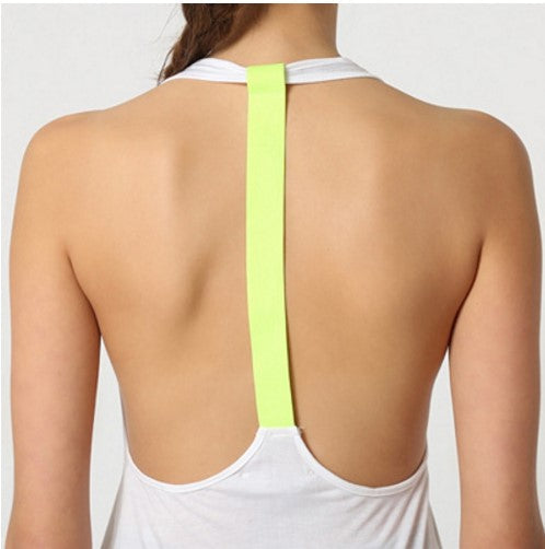 Camiseta deportiva tirantes mujer, top fitness gym, modelo Gym&Soul P40092, espalda nadador, corte ancho, cuello redondo, tejido transpirable, cómoda, color blanco, talla L, ideal entrenar o vestir casual ✅Entrega 24/48h