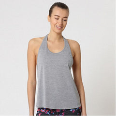 Camiseta deportiva mujer gym fitness tirantes tank top espalda nadadora corte ancho cuello redondo transpirable ligera gris talla L cómoda versátil ideal entrenar yoga pilates ✅Entrega 24/48h