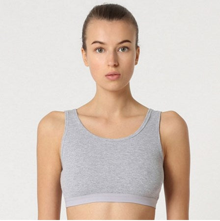 Top Deportivo Mujer Sujetador Algodón Básico Crop Comfort Ligero Entrenamiento Fitness Yoga Ropa Casual Look Moderno Suave Talla L Gris Transpirable Versátil ✅Entrega 24/48h