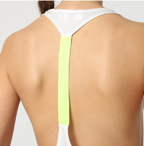 Camiseta deportiva mujer sin mangas tirantes, top gym, corte amplio, cuello redondo, espalda nadadora, tejido ligero, efecto jaspeado, color blanco, talla L, cómoda transpirable ✅Entrega 24/48h