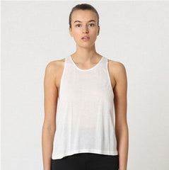 Camiseta deportiva mujer sin mangas tirantes, top gym, corte amplio, cuello redondo, espalda nadadora, tejido ligero, efecto jaspeado, color blanco, talla L, cómoda transpirable ✅Entrega 24/48h