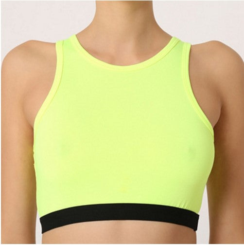 Top deportivo ajustado crop sin mangas banda elástica contraste amarillo neón talle L ideal fitness yoga entrenar o look urbano cómodo suave versátil transpirable mujer fashion ✅Entrega 24/48h