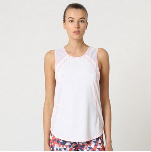 Camiseta tirantes deportiva mujer Gym top fitness running entrenamiento blanco L corte asimétrico mesh transpirable sin mangas cómoda ligera cuello redondo casual ✅Entrega 24/48h