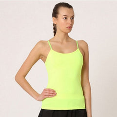 Top tirantes ajustado camiseta básica mujer escote redondeado tejido suave estilo urbano verano amarillo neón talla L cómodo versátil ideal día a día ✅Entrega 24/48h