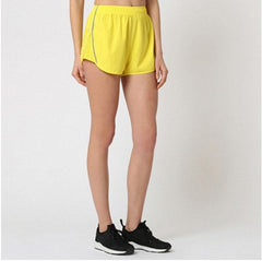 Short deportivo mujer running ultraligero, pantalón corto fitness, diseño ligero, cintura elástica, color amarillo, estilo casual, talla L, ideal entrenamiento, ofrece frescura y libertad de movimiento ✅Entrega 24/48h