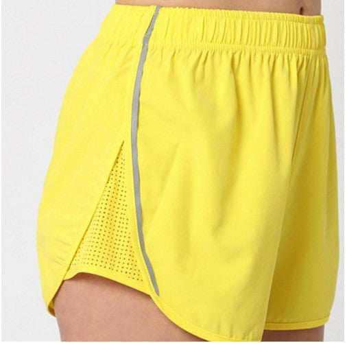 Short deportivo mujer running ultraligero, pantalón corto fitness, diseño ligero, cintura elástica, color amarillo, estilo casual, talla L, ideal entrenamiento, ofrece frescura y libertad de movimiento ✅Entrega 24/48h