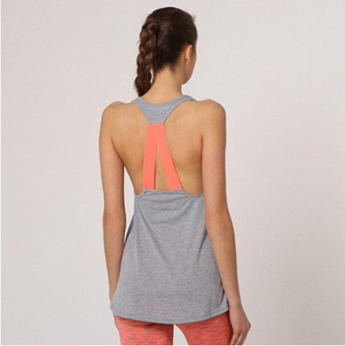 Camiseta deportiva mujer, top sin mangas, tirantes cruzados, espalda aireada, transpirable, gym, fitness, yoga, ligera, efecto transparente, modelo P40156, color gris, talla L, cómoda, versátil ✅Entrega 24/48h