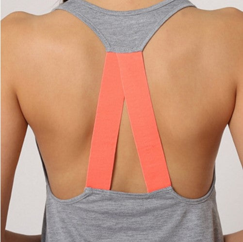 Camiseta deportiva mujer, top sin mangas, tirantes cruzados, espalda aireada, transpirable, gym, fitness, yoga, ligera, efecto transparente, modelo P40156, color gris, talla L, cómoda, versátil ✅Entrega 24/48h