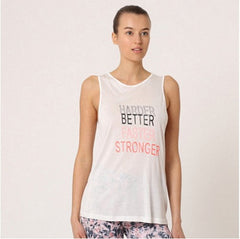 Camiseta deportiva tirantes mujer top sin mangas gym fitness running modelo P40162 estampado motivacional tejido ligero cuello redondo cómoda transpirable Blanco L ✅Entrega 24/48h