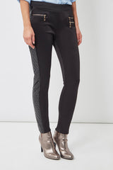 Leggings mujer tipo pantalón, diseño acolchado laterales, bolsillos con cremallera, acabado mate, corte ajustado, estilo elegante sofisticado, color negro, talla L, cómodos y versátiles, modernos ✅Entrega 24/48h