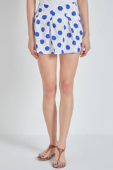 Falda corta mujer, minifalda, diseño estampado lunares, modelo Sinty SI-040014, pinzas cintura, cierre cremallera, estilo casual, talla 36, tejido cómodo, versátil para verano, color azul ✅Entrega 24/48h