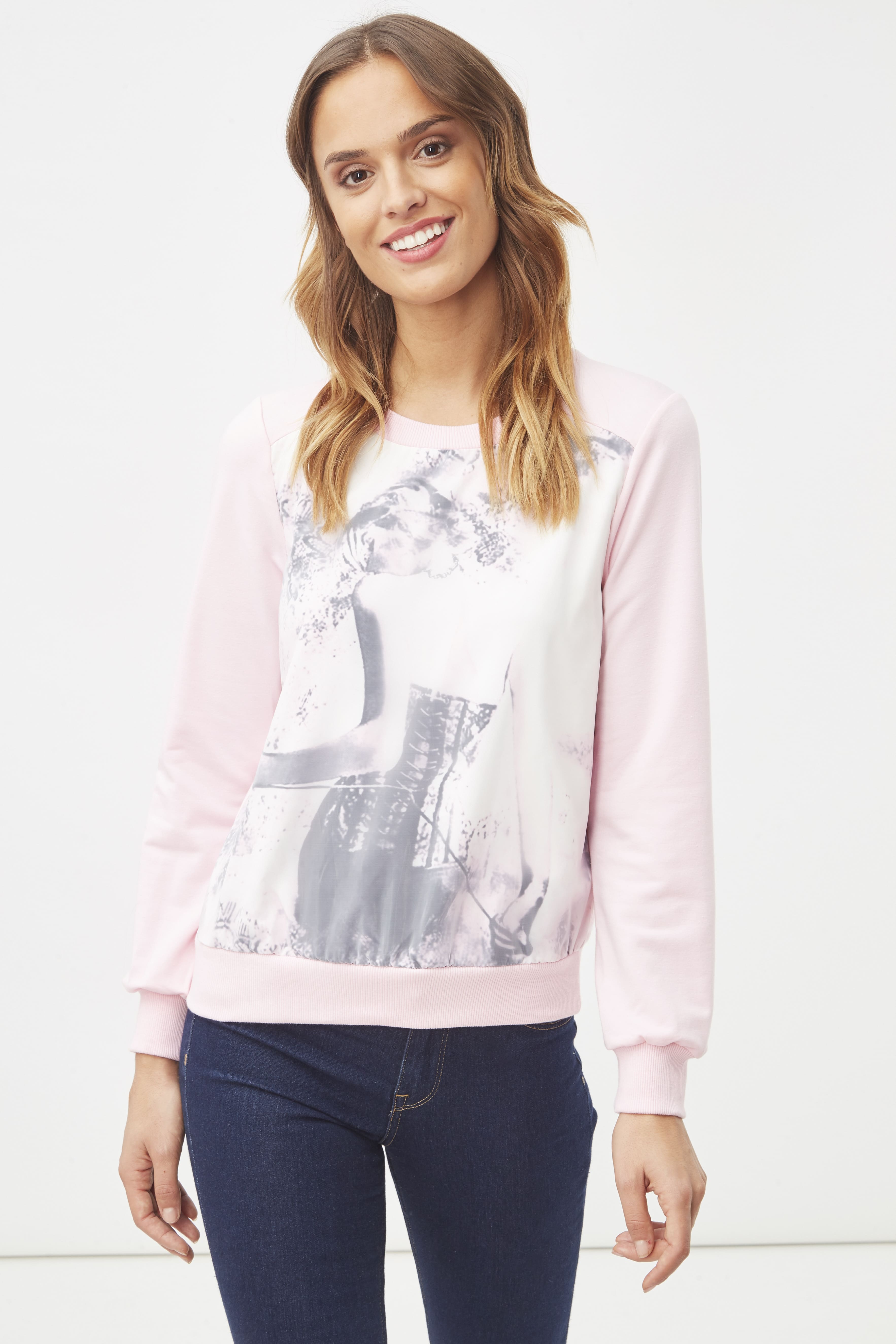 Sudadera con Estampado Tornasolado, Cuello Redondo y Manga Larga - SI-150018