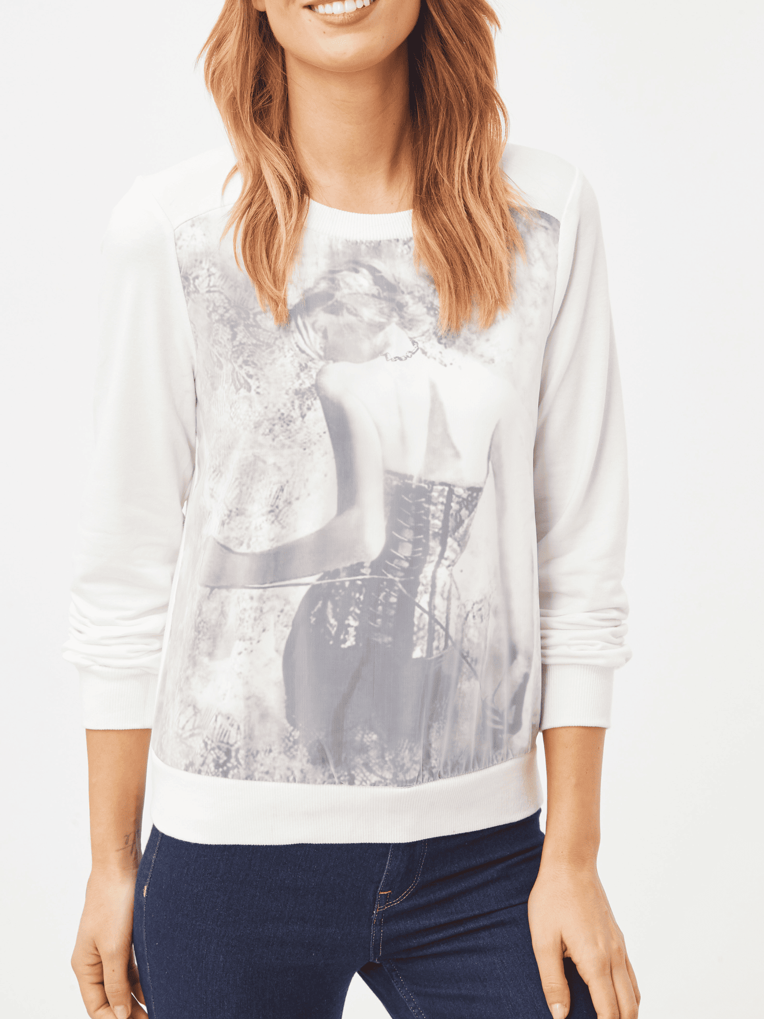 Sudadera con Estampado Tornasolado, Cuello Redondo y Manga Larga - SI-150018