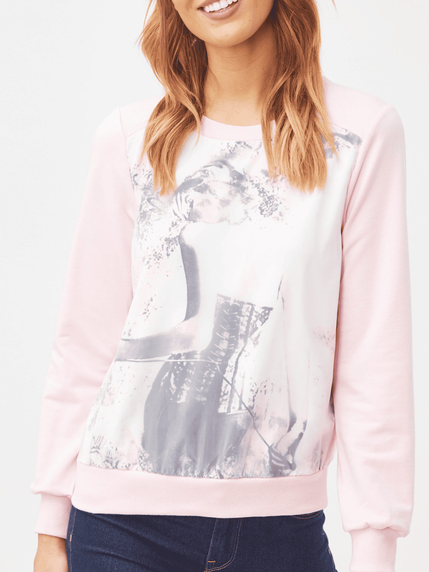 Sudadera con Estampado Tornasolado, Cuello Redondo y Manga Larga - SI-150018